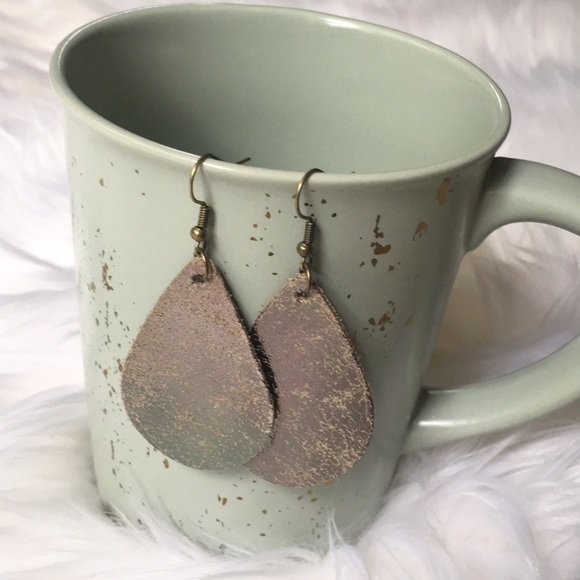 Boutique Sand Foil Teardrop Earrings - Picture 1 of 4